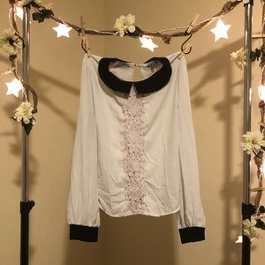 Black and white embroidered blouse
